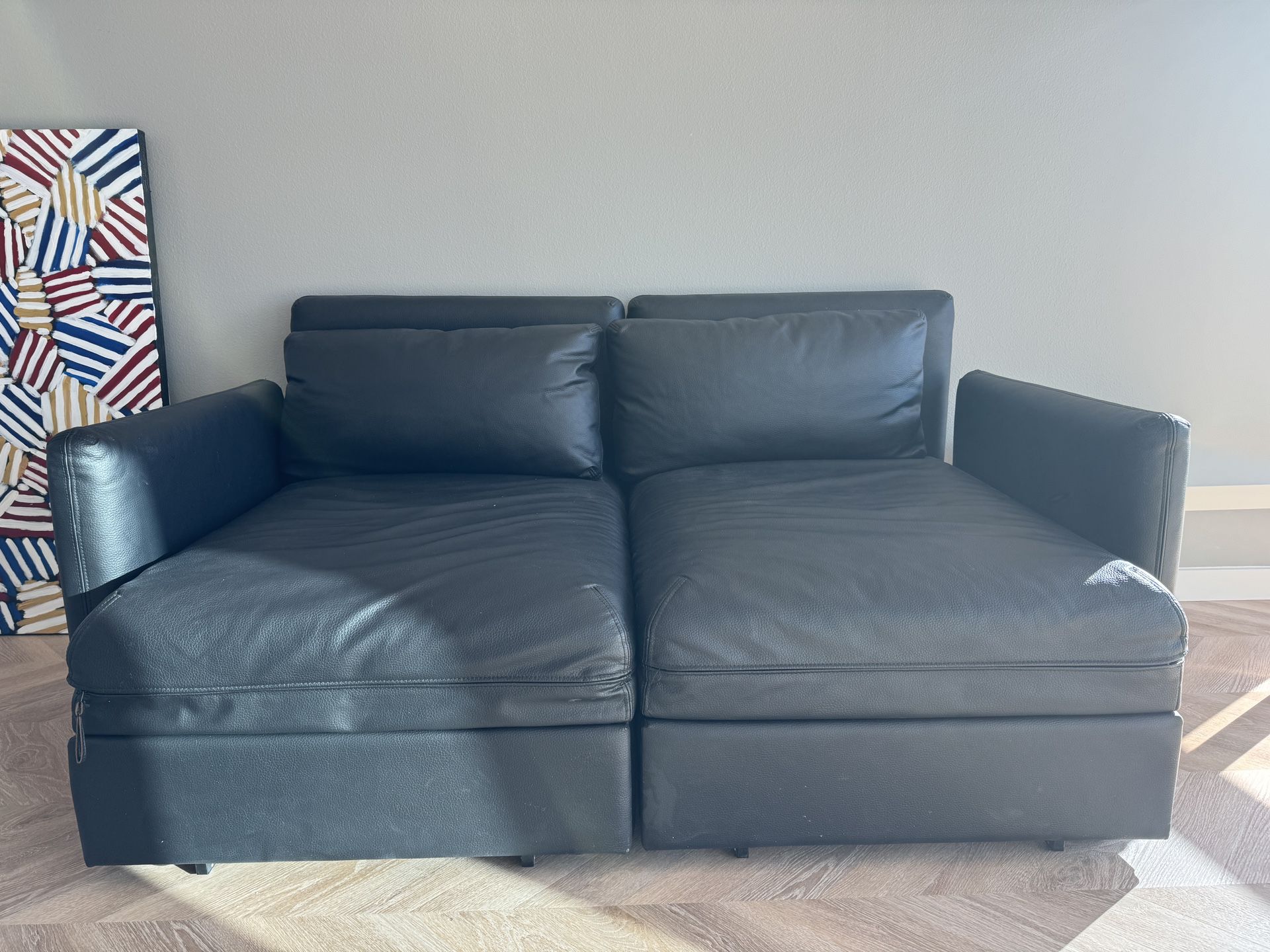 Black Vegan Leather Sofa Bed IKEA Vallentuna