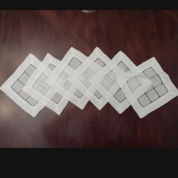 Six Linen Cocktail Coasters, Never Been Used