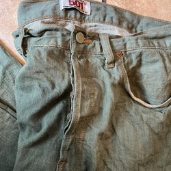 Vintage Levi's 501 Fly Button Denim Jean's Green 38x30