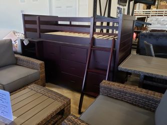 New twin size loft bed with dresser and bookcase tax included delivery available