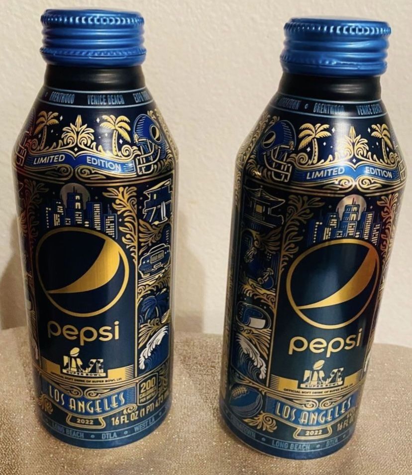 Pepsi 2 Limited Edition 2022 Super Bowl Bottles Unopened New 