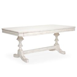Redford Home Carved White Solid Wood Dining Table