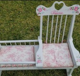 Custom girls rocking chair with doll crib