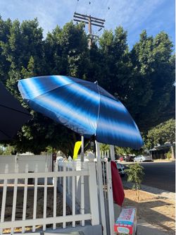 9 Ft Blue Beach Umbrella with Tilt Feature & Carry Bag – UV Sun Protection