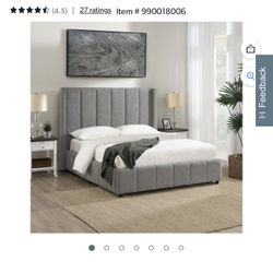 Queen Gray Bed Frame 