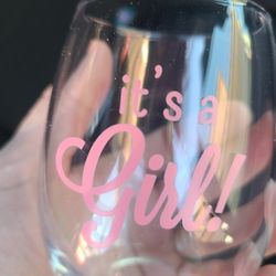 FREE It's A Girl Wine Glasses