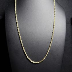 10k Gold Rope Necklace 3mm 24” 