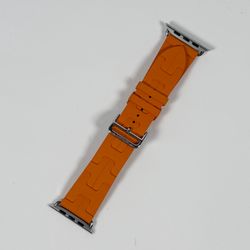 Authentic Hermès Kilim Single Tour Band in Orange for Apple Watch.