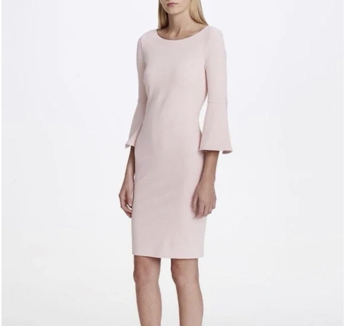 Calvin Klein Women's 3/4 Boat Neck Bell Sleeve Scuba Sheath Dress Size 12