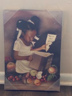 Girl Reading Holy Bible Canvas Wall Art