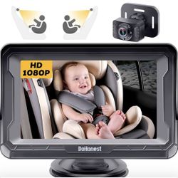 DoHonest Baby Car Camera HD 1080P - Rear-Facing Car Baby Monitor with Night Vision, Adjustable View Angle, Easy Setup, Anti-Glare Display, Safety for 