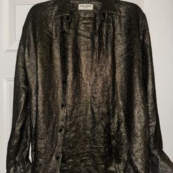 Saint Laurent Gold Sequin Dress Shirt