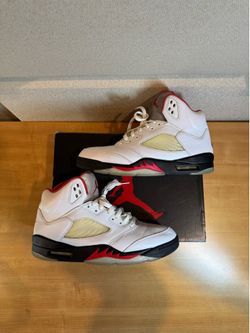 Jordan 5 Fire Red Silver Tongue Sz 10