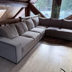 Beige Nailhead Sectional Sofa- Delivery Available 