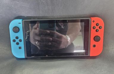 Nintendo Switch W/ Neon Blue & Neon Red Joy Con Complete Set