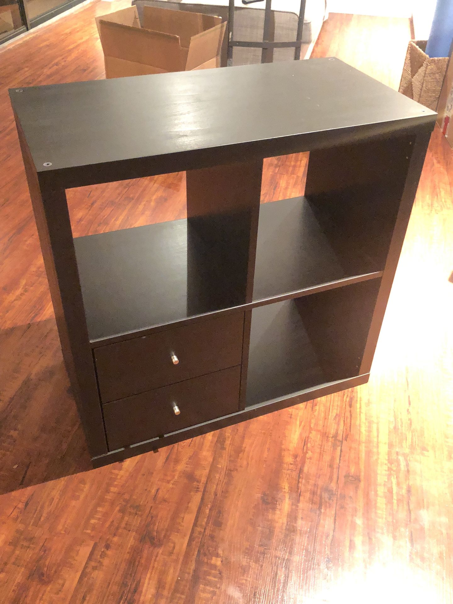 Square Bookshelf Organizer With Drawers