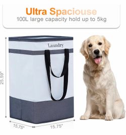 Laundry Basket 100L, 1 Laundry Hamper with Easy Carry Handles, Collapsible Laundry Baskets Hampers for Bathroom Clothes Storage