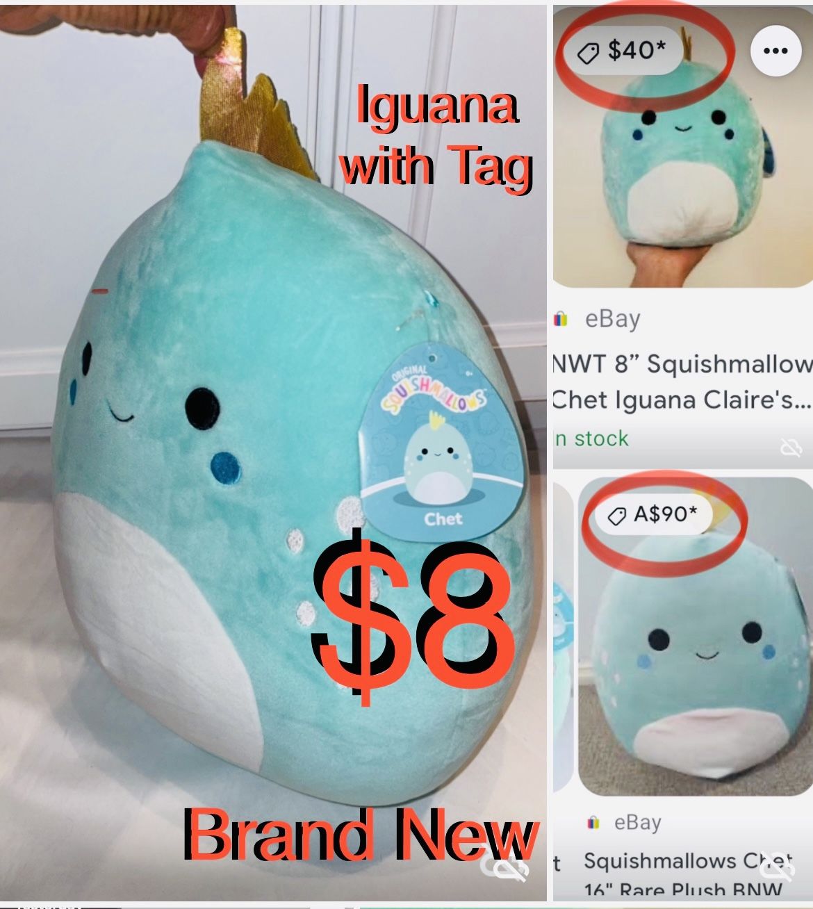 $8 Brand New Squishmallow Chet 16” Iguana very cute and Soft