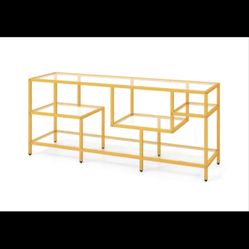 SAFSTAR TV Stand for TVs up to 65", 58" TV Console Table with Tempered Glass Shelves, Modern Enterta