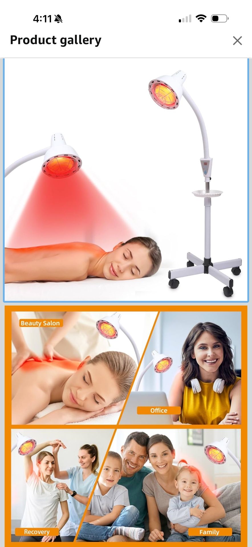 LHCYLDQ Infrared Light,275W Red Near Infrared Heat Lamp for Relieve Joint Pain and Muscle Aches,Adjustable Red Light Standing Lamp Set(White)