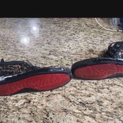 Christian Louboutin LOU SPIKES FLAT PAT/Size 12.5 High Top Sneakers Black/Gold