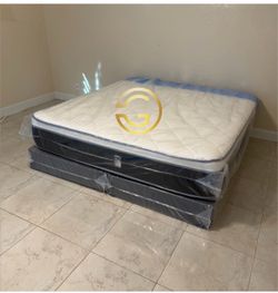 12” King Plush Pillow Top Mattress Set $399 | Brand New