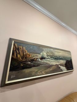 Large Framed Coastal Oil Painting – Signed “Rafalow” – $395 OBO