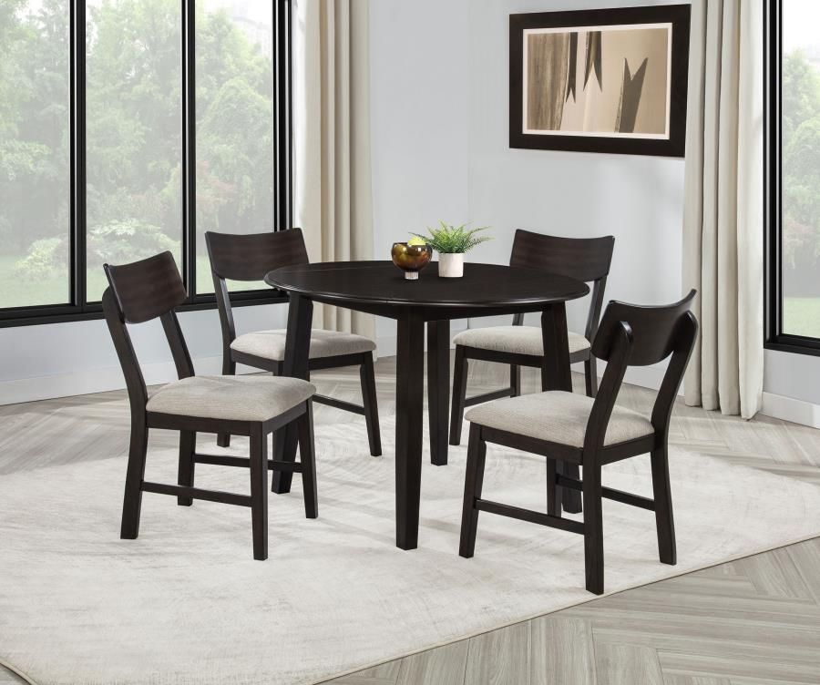 NEW 5 PC ROUND Wood Drop Leaf Table Chairs Dining Room Set $10 DOWN