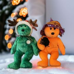 Vintage Christmas And Halloween Beanie Babies 