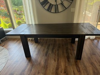 Solid Acacia Wood Large Dinning Table With Two Leaf