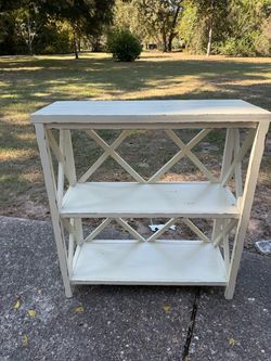 White Wood 3-Tier Bookshelf with X-Detail