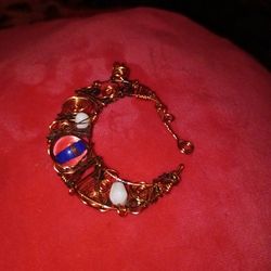 Handmade wire wrapped necklace moon pendant