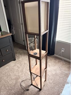 Modern Floor Lamp with Shelves – Good Condition