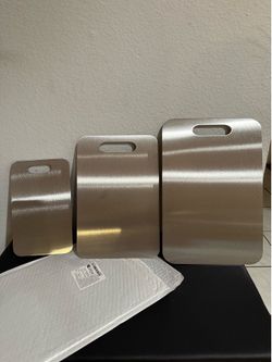 Stainless Steel Kitchen Cutting Boards – 3-Piece Set of Non-Toxic Metal Boards; Dishwasher-Safe and Warp-Resistant (Sizes: 13.4"x9", 11.8"x7.9", 9.5"x