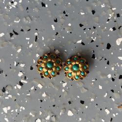 vintage turquoise flower earrings
