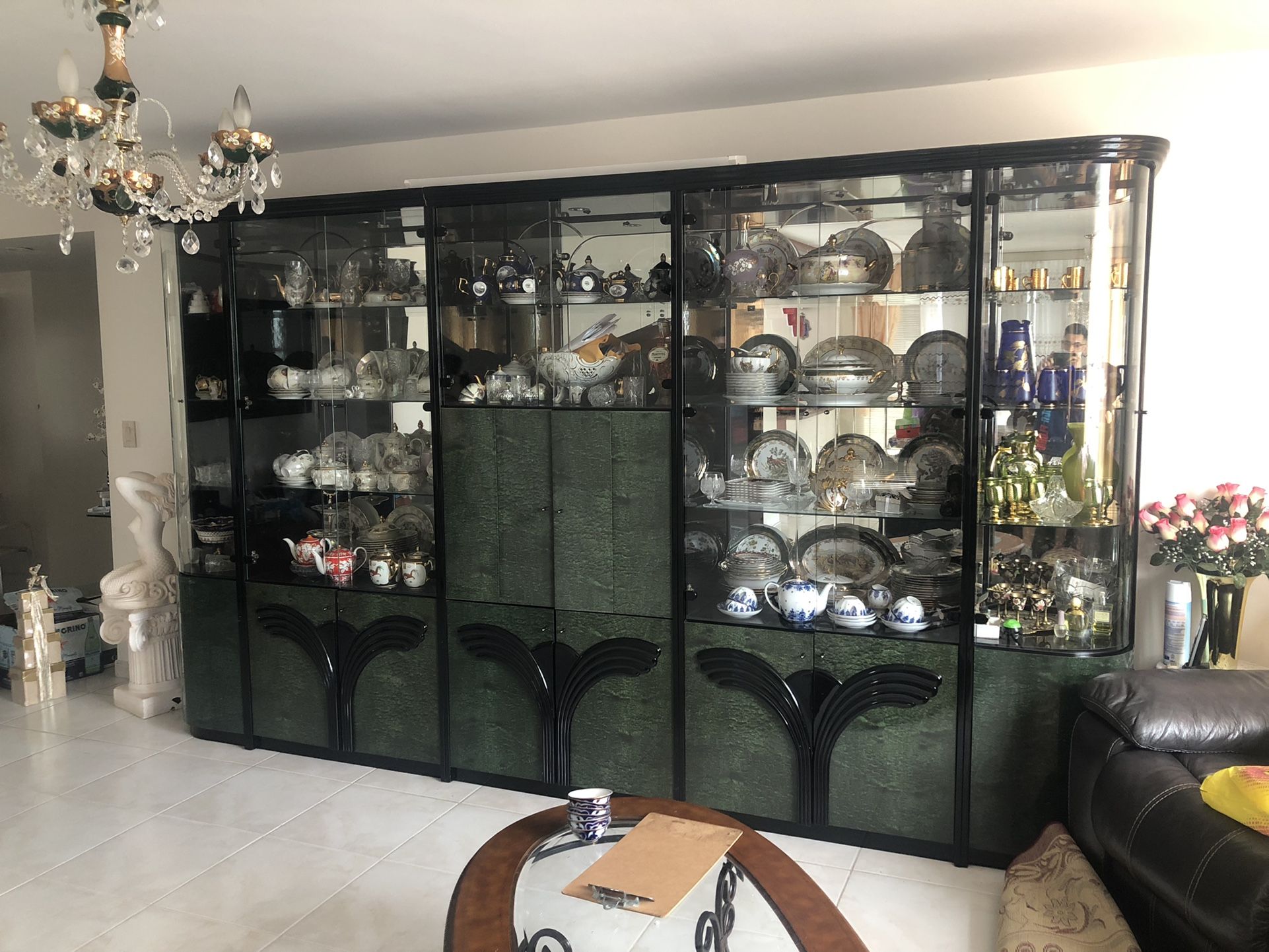 5 Piece Vintage China/porcelain Cabinet With Glass Doors