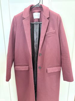 Everlane Long Marroon Long Wool Coat, Size XS