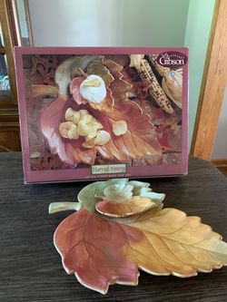 Gibson Harvest Pantry 17.5" Chip and Dip Plater Set
