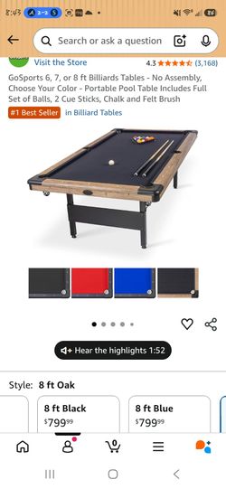8 ft pool table.