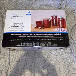 Mainstays Stoneware Red Canister Set