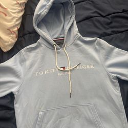 Tommy Hilfiger Light Blue Hoodie – Clean – Size (Add Size)