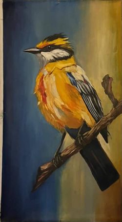Golden Songbird – Handmade Fabric Wall Art