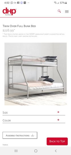 New in box twin over full bunk bed mattresses not included