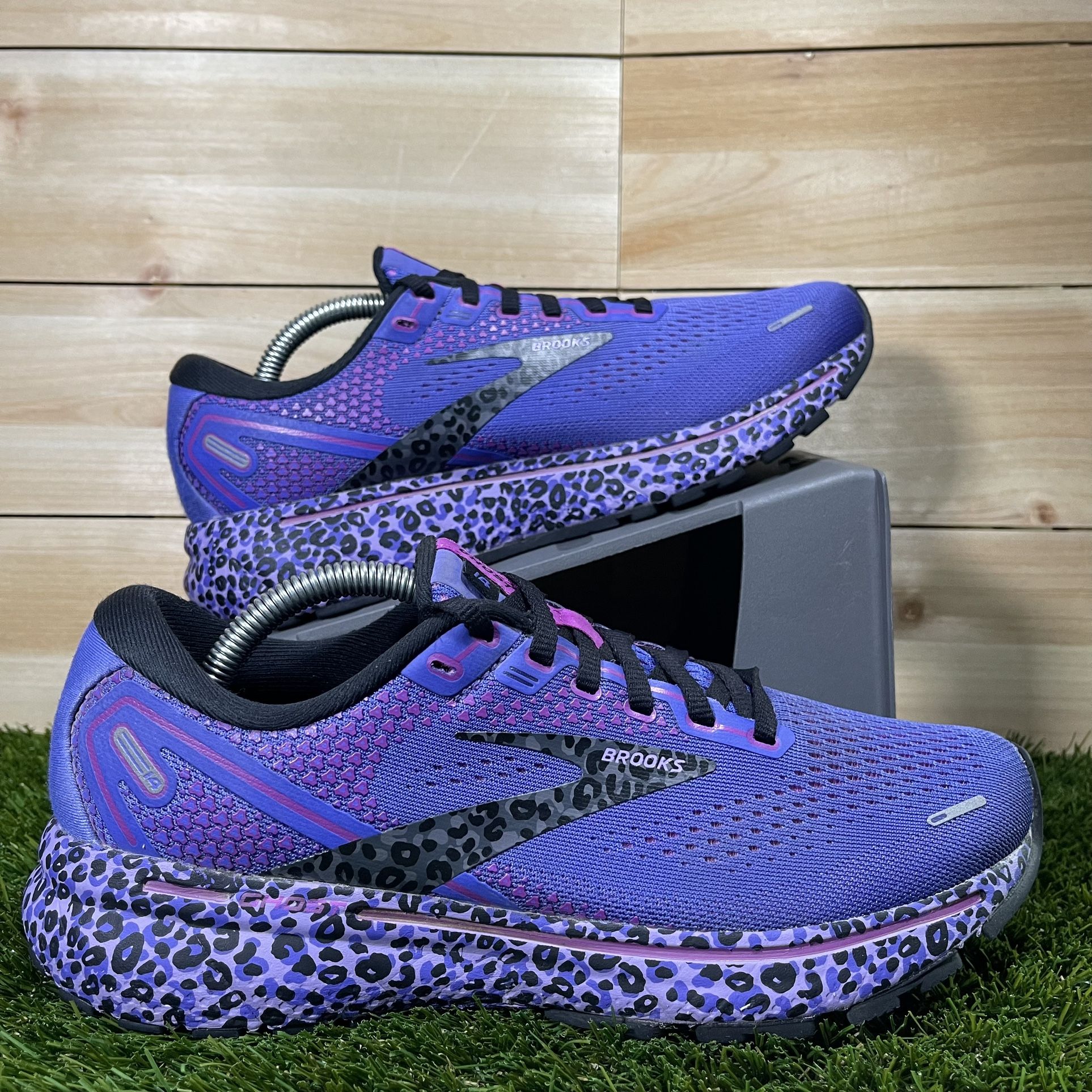 Brooks Ghost 14 Running Shoe Purple/ Black/ Cheetah Women's 7.5