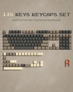 Retro PBT Keycap Set - Womier 138 keys, Cherry Profile, Double Shot MX