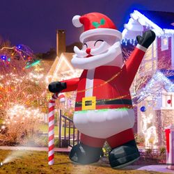 19 FT Christmas Inflatable Santa Claus Big Candy Outdoor Decorations Giant Party Outdoor Props