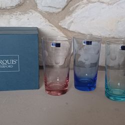 Polka dot high ball glasses marquis by waterford crystal new in box