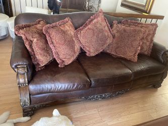 Real Leather Authentic Two Piece Couch 