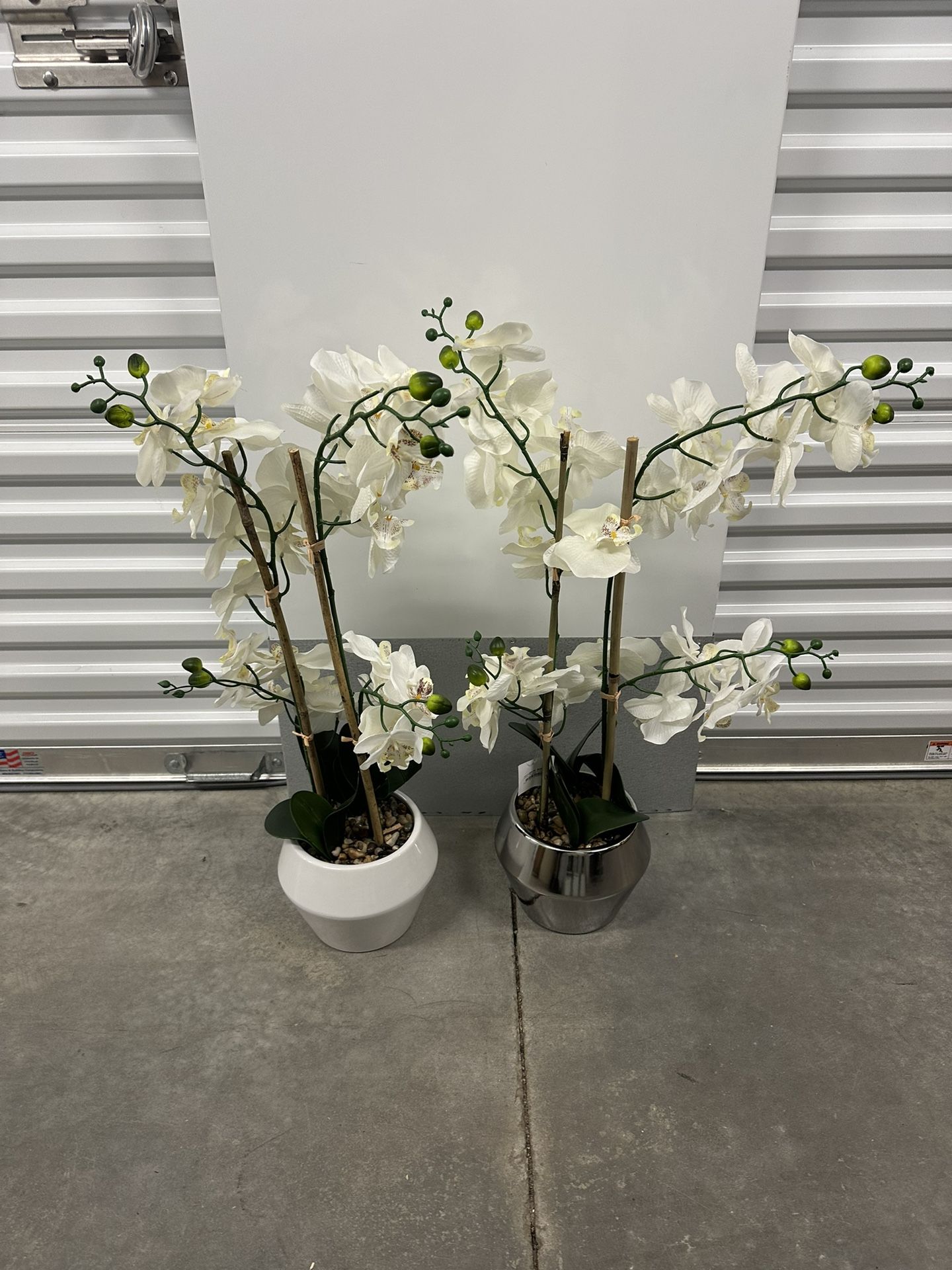 White & Silver Orchid Floral Arrangements