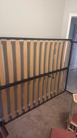 Metal Bed Frame (Queen) with Wood Slats